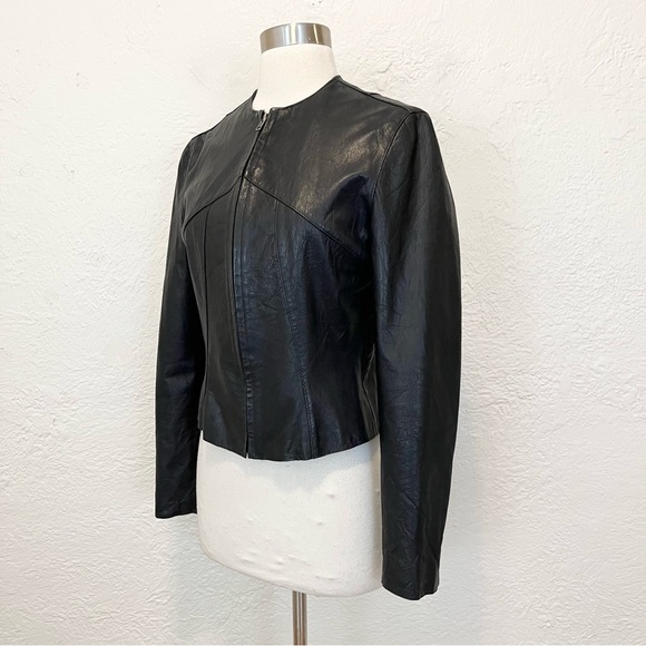 Vintage Gap Small Moto Jacket 100% Genuine Leather Black S Y2K - Picture 4 of 14